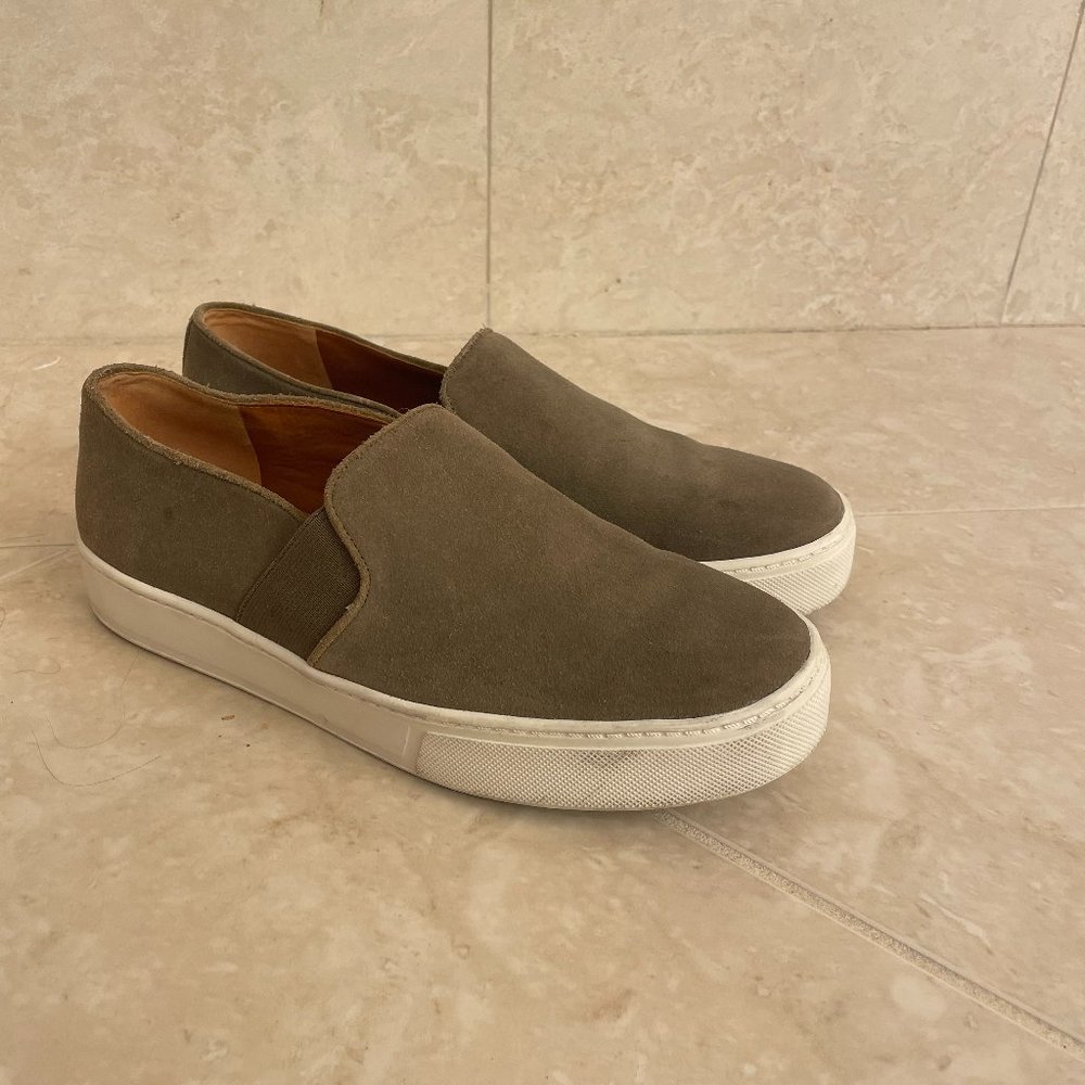 vince brown and white slip-on sneakers
